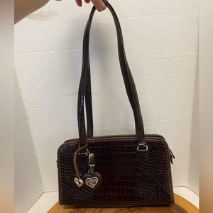 Brighton Croc Embossed Leather Shoulder Bag